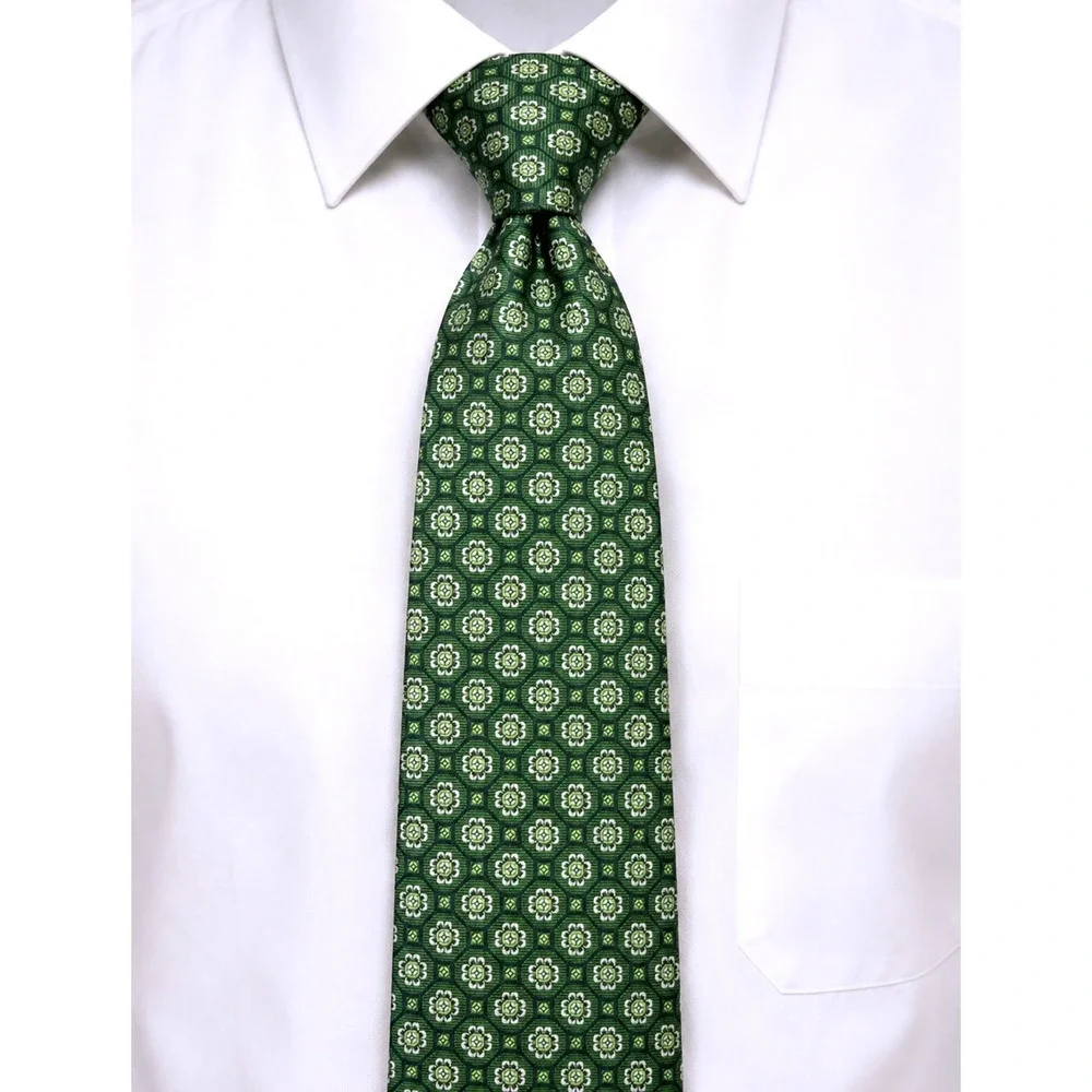 NWT Tommy Hilfiger Green Floral Medallion Silk Blend Men's Tie Classic Preppy